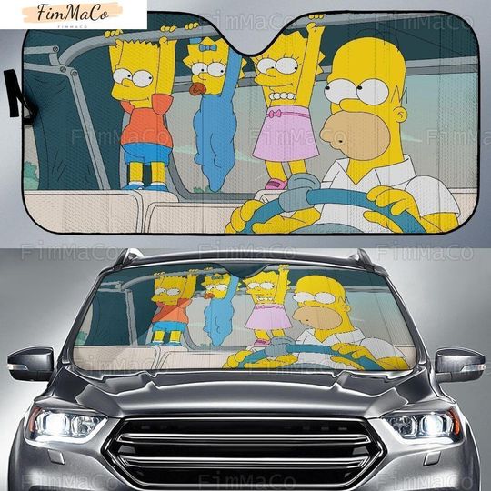 Simpsons Car Sun Shade, Simpsons Family Sunshade, Gifts for Friends