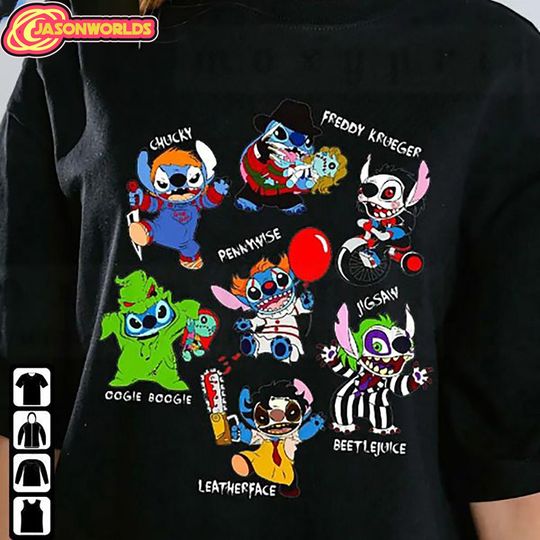 Halloween Characters Stitch Cotton Tee, Graphic Tshirt for men, women, Unisex, Trending Casual Fashion