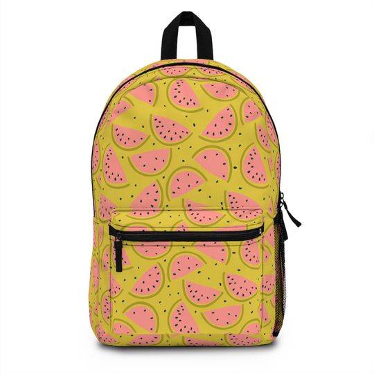 Summer backpack, Melon print Backpack, mid century modern design rucksack, sturdy bag, cute school bag, gift for travel lovers