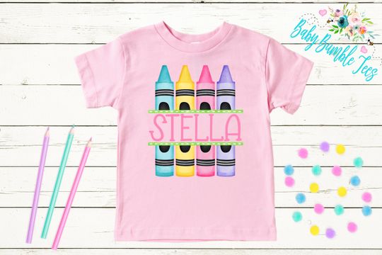 Custom name Crayon School Shirt, Back To School Gifts