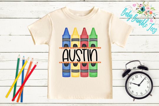 Custom name Crayon School Shirt, Back To School Gifts
