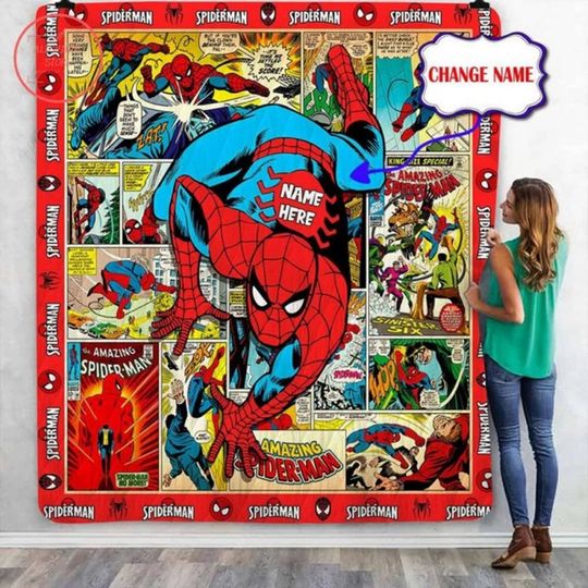 Personalized Spiderman Blanket, Amazing Spiderman Throw Blanket For Couch Sofa, Avengers Superhero, Birthday Gifts, Christmas Gift