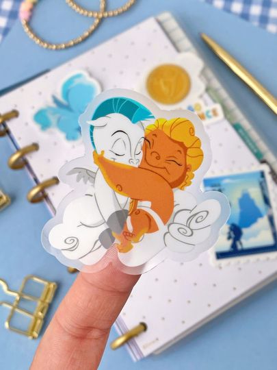 Baby Hercules and Pegasus BFF Transparent Sticker, Disney Laptop Stickers, cellphone, water bottle, laptop, clear planner decal