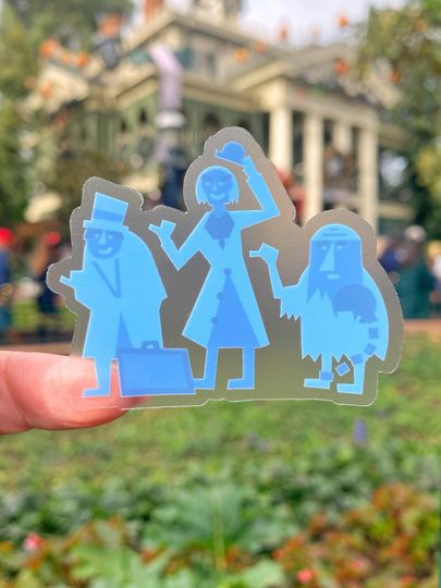Hitchhiking Ghosts Transparent Laptop Sticker, Disney Haunted Mansion Spooky Halloween decal, water bottle