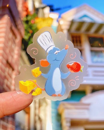 Remy Seeing Flavors Transparent Sticker, Ratatouille Chef Pixar Foodie Disney Laptop Stickers, cell phone, bottle, laptop, planner decal