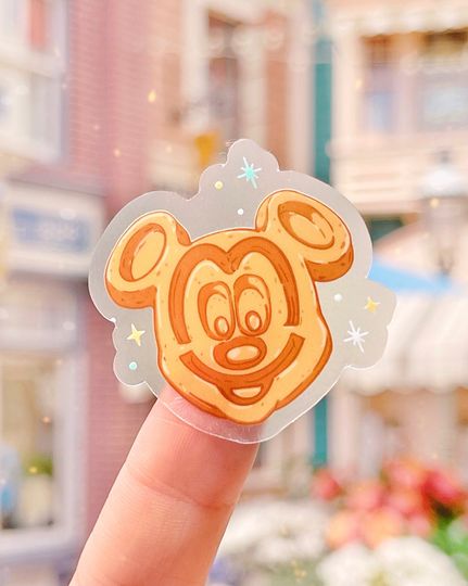 Mickey Waffle Classic Transparent Sticker, happy pixie dust food Snacks hidden Mickey Phone Case Sticker, Journal, laptop, bottle decal