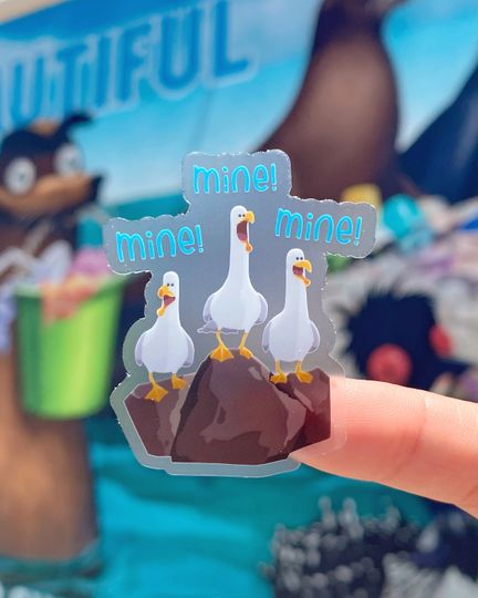 Seagull "Mine Mine Mine" Transparent Laptop Sticker, Finding Dory Nemo Pixar Disney decal, journal, planner, stationery, water bottle sticker