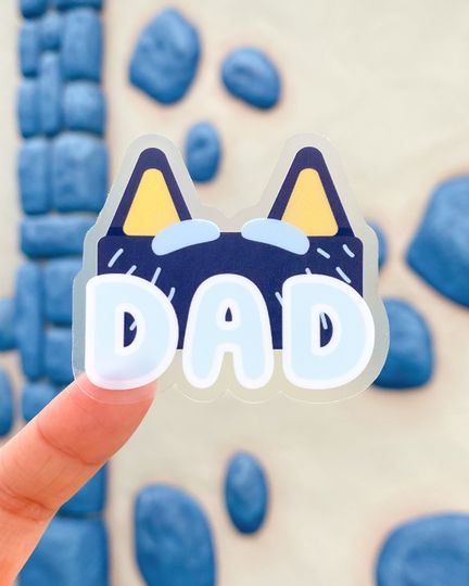Dad Style Transparent Sticker, Blue Heeler Dogs Disney Laptop Vinyl Stickers, kids birthday party souvenir goodie bag, bottle