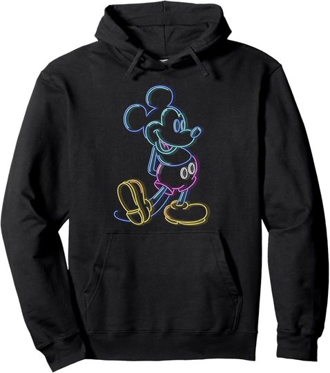 Disney Mickey And Friends Mickey Mouse Neon Line Portrait Pullover Hoodie Unisex Hoodies, Disney pullover gift, Disney Family Lover Hoodie