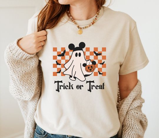 Vintage Disney Trick or Treat Halloween T-shirt, Disney Halloween Matching T-shirt, Halloween Party T-shirt, Halloween Ghost T-shirt