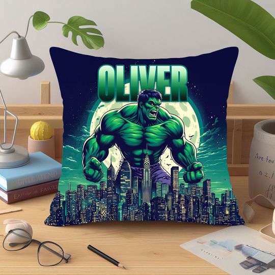 Hulk pillow personalized with your name, Disney Throw Pillows, 100% polyester - Includes padding, zipper for easy washing
