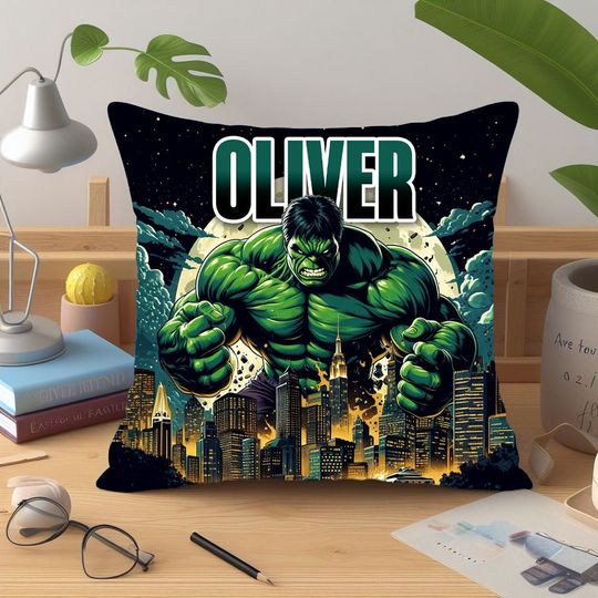 Hulk pillow personalized with your name, Disney Throw Pillows, 100% polyester - Includes padding, zipper for easy washing