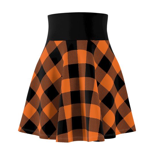 Orange Plaid Skirt, Halloween Skirt, Orange Plaid Halloween Skirt, Orange Plaid Skater Skirt, Orange Skirt, Oogie Boogie Bash Skirt