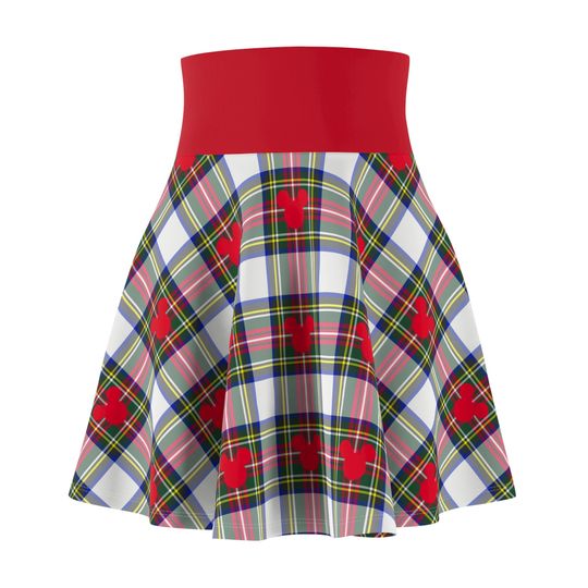 Disney Christmas Skirt, Disney Plaid Skirt, Hidden Mickey Christmas Skirt, Disney Skirt