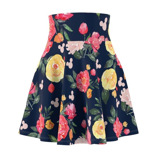 Navy Floral Hidden Mickey Skirt, Hidden Mickey Skirt, Floral Disney Skirt, Disney Skirt