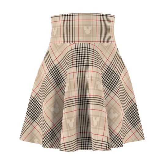 Beige Plaid Hidden Mickey Skirt, Disney Skirt, Hidden Mickey Skirt