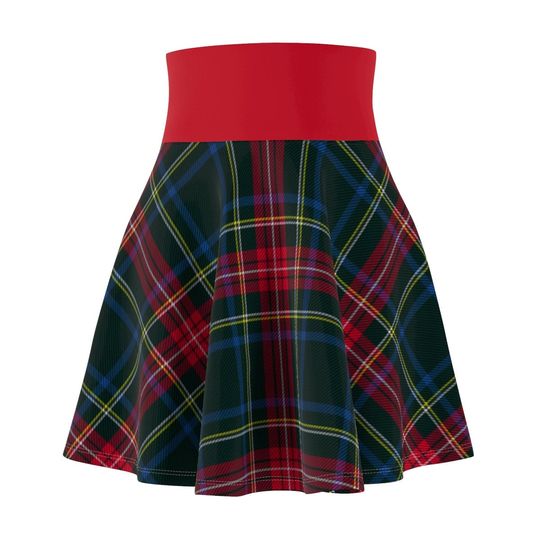 Red and Green Christmas Skirt, Plaid Christmas Skirt, Women's Plaid Skirt