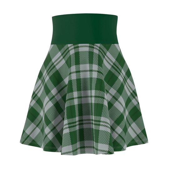 Green Plaid Skirt, Women's Skater Skirt, Wizard Skirt