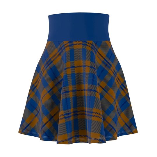 Blue Plaid Skirt, Women's Skater Skirt, Wizard Skirt