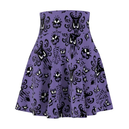 Haunted Mansion Halloween Women's Skater Skirt | 4" wide high-rise elastic waistband | Women Summer Skater Skirt | Beaching Outfit