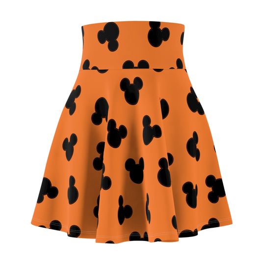 Mouse Heads Halloween Half Marathon Mickey Wine and Dine Women's Skater Skirt | 4" wide high-rise elastic waistband | Women Summer Skater Skirt | Beaching Outfit