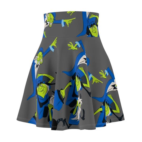 Haunted Mansion Hitch Hiking Ghosts 10k Chills and Thrills Women's Skater Skirt | 4" wide high-rise elastic waistband | Women Summer Skater Skirt | Beaching Outfit