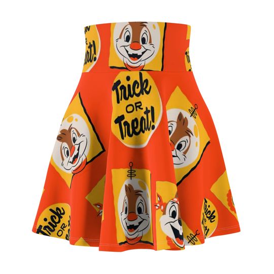 Chip and Dale 5k Halloween 5k Chills and Thrills Women's Skater Skirt | 4" wide high-rise elastic waistband | Women Summer Skater Skirt | Beaching Outfit