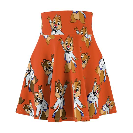 Chip and Dale Women's Skater Skirt | 4" wide high-rise elastic waistband | Women Summer Skater Skirt | Beaching Outfit