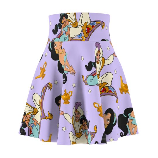 Princess Jasmine Half Marathon Wine and Dine Women's Skater Skirt | 4" wide high-rise elastic waistband | Women Summer Skater Skirt | Beaching Outfit