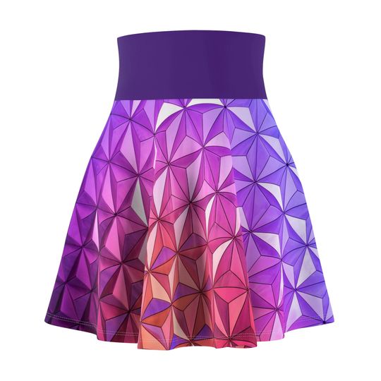 Sunset Geodesic Sphere Women's Skater Skirt | 4" wide high-rise elastic waistband | Women Summer Skater Skirt | Beaching Outfit