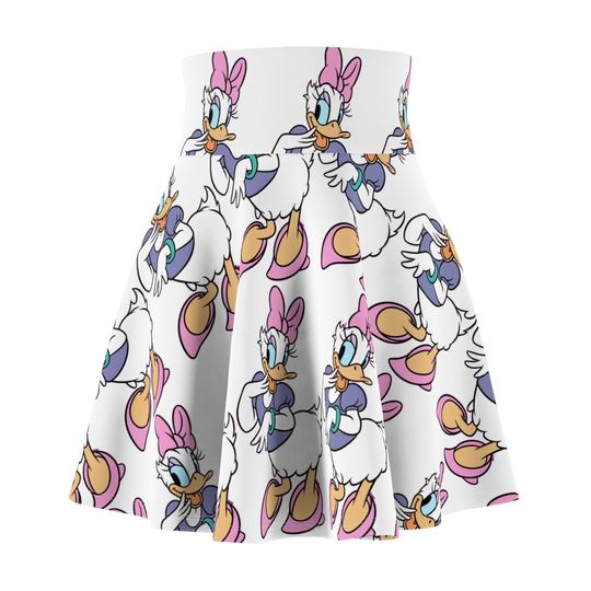 Discover Daisy White Women's Skater Skirt | 4" wide high-rise elastic waistband | Women Summer Skater Skirt | Beaching Outfit