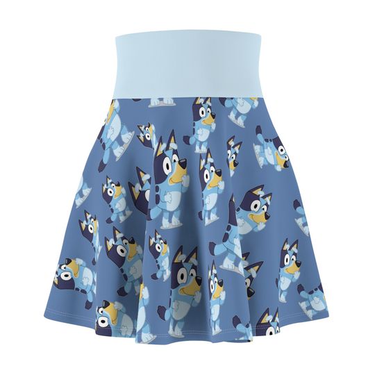 BlueyDad the Blue Heeler Women's Skater Skirt | 4" wide high-rise elastic waistband | Women Summer Skater Skirt | Beaching Outfit