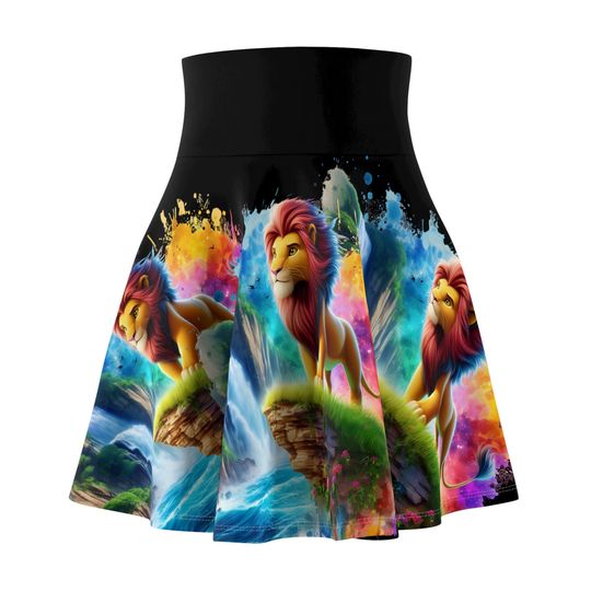 Lion King Hakuna Matata Women's Skater Skirt | 4" wide high-rise elastic waistband | Women Summer Skater Skirt | Beaching Outfit