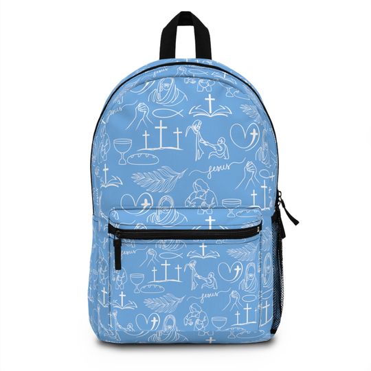Back to School Christian backpack for Christian high school backpack college backpack Gift for College Student gift for Christian light blue