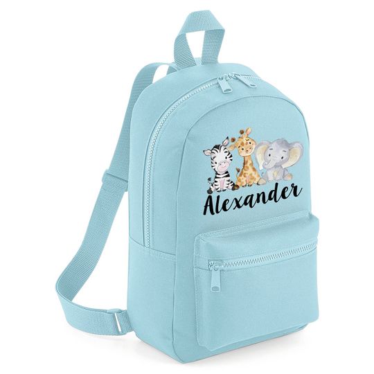 Personalised Safari Animal Backpack, Animals Back To School Bag Backpack Kids Nursery Toddler Rucksack #MBSA