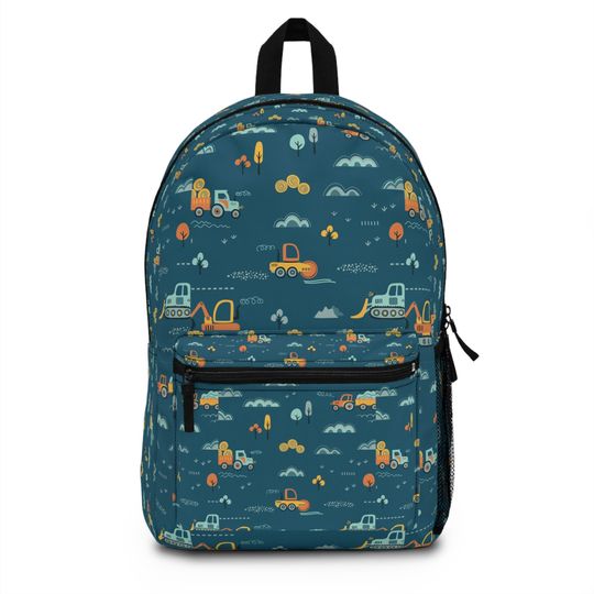 Trucks in City Backpack, Unisex Back To School Backpack, Truck Lover Book Bag, Bag For School, Kindergarten BackPack, Gym Bag For School