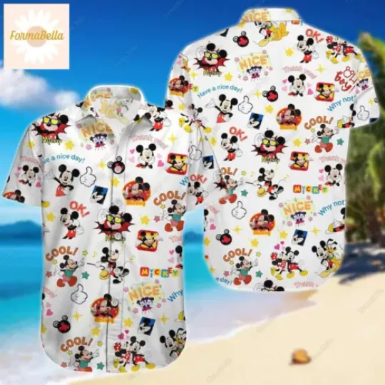 Mickey Hawaiian Shirt, Disney Casual Fashion Button Short Sleeve Hawaiian Shirt, Men's and Women's Shirt