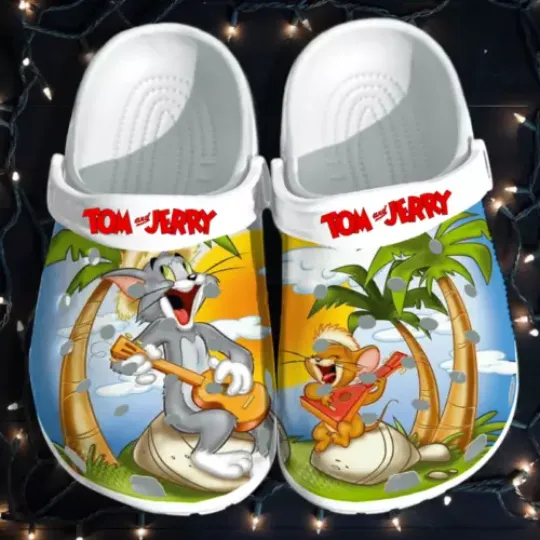Tom and Jerry Play Guitar Clogs, Funny Footware, Gift for Fans, Funny Gift Ideas, Movie Merch, Movie Inspired Accessories