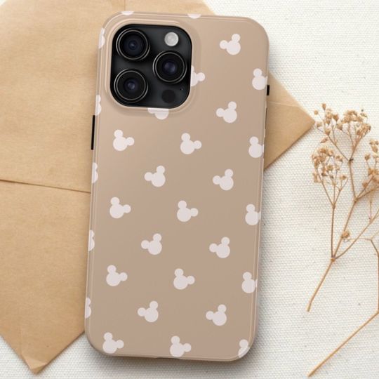 Brown Pink Mickey Mouse Phone Case, Disney Iphone, Disney Phone Case, Iphone 15 Plus, Iphone 15 pro Case, Magsafe Phone
