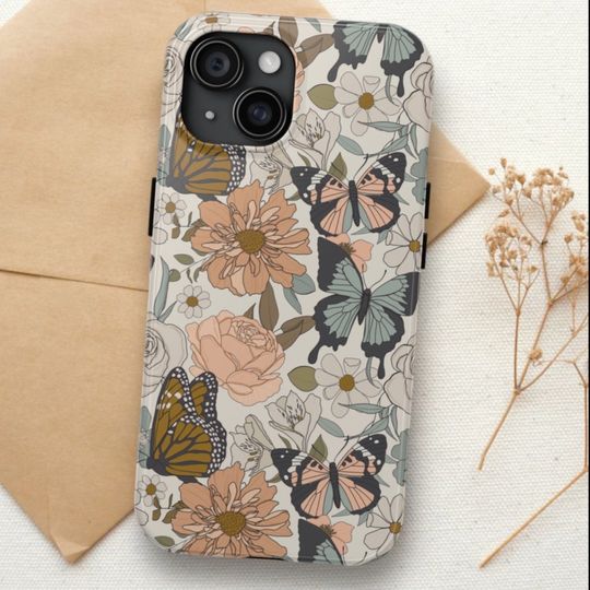 Monarch Butterfly Phone Case, Floral Phone Case, Trendy Phone, Spring Phone Case, Google Pixel 7 Case, Iphone Magsafe Case