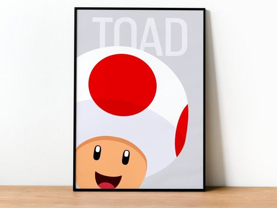 Toad Poster Print - Wall art, Gaming, Geek, Gamer, For Him, For Her, Gift, Gamer, Video Games