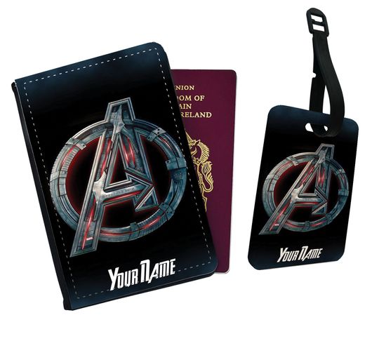 Personalised Stylish Faux Leather Passport Cover with Your Name - Travel Accessories Gift - Marvel Avengers Endgame