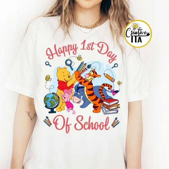 Funny Winnie The Pooh Disney Happy First Day Of School Shirt, Pooh and Friends Back To School Shirt, Teacher Appreciation Gifts, Pooh Bear
