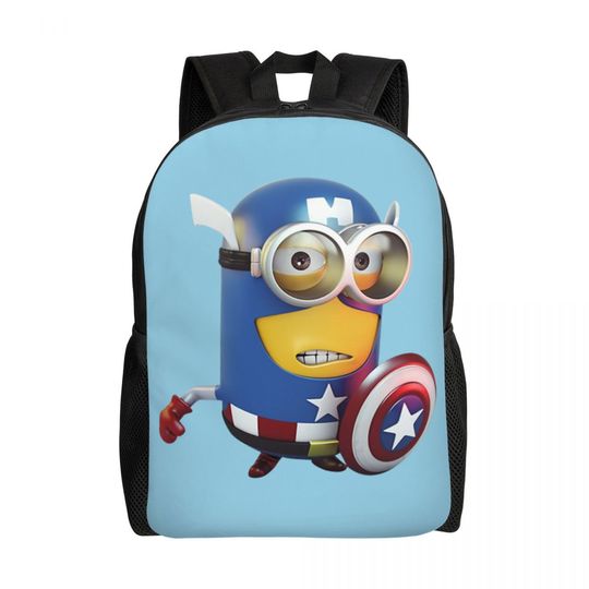 Minion Cartoon Captain Shool Backpack, Shoulder Bag, Minion Lover Gift, Back to School Gift