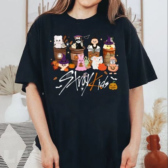 Stray Kids Skzoo Halloween Cotton Tee, Graphic Tshirt for men, women, Unisex, Trending Casual Fashion