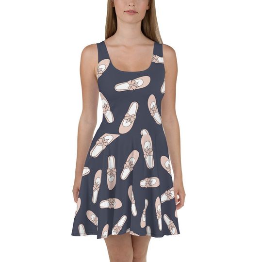 BALLET Shoes Flowy Skater Dress, Stretchy Fitted Dress, Skater Skirt - Women, Ladies, Date Night, Party, Cocktail, Dancer, Dancing Ballerina