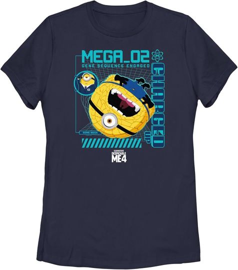 Women's Despicable Me 4 Mega Minion Jerry T-Shirt, Hot Movie Cotton Tee, Summer Short Sleeve