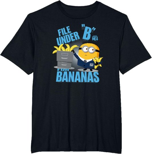Despicable Me 4 File Under B for Bananas T-Shirt, Hot Movie Cotton Tee, Summer Short Sleeve