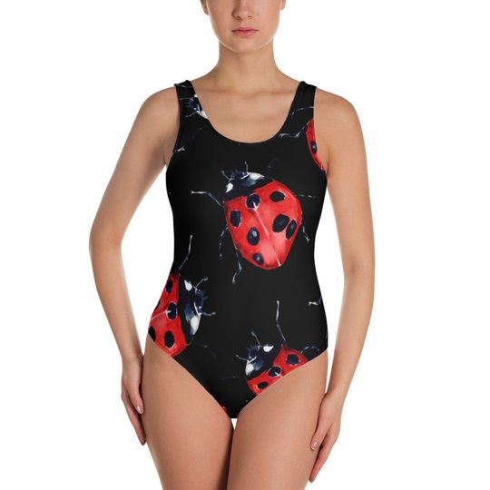LADY BUG Bikini, Swimsuit, Bathing Suit - Women's, Youth, Kids, Children, Swim, Summer, Beatle, Yellow, Red, Ladybugs, Insects, Shell, Lucky