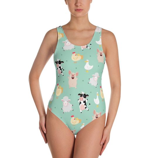 FARM ANIMALS Bikini, Swimsuit, Bathing Suit - Kids, Youth, Beach, Vacation, Swim, Chicken, Cow, Ducks, Pig, Sheep Chicks Farmer Farming Milk